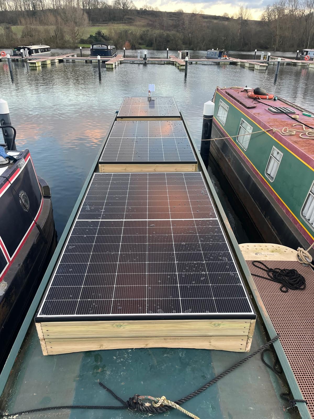 Solar panels on a canal boat
